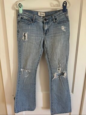 Abercrombie & Fitch Vintage Y2K 2000s Ultra Low Rise Distressed Flare Jeans